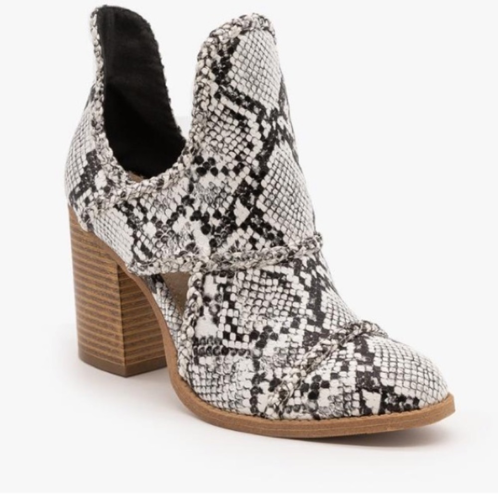 Snake Print Cutout Bootie